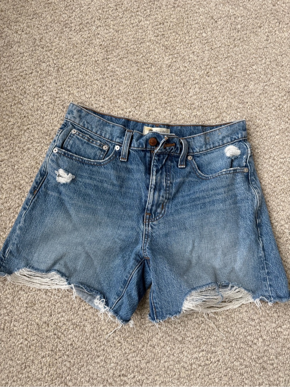 Madewell Women's Distressed Blue Denim Cutoff Shorts